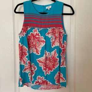 Crown and ivy blue and pink sleeveless blouse